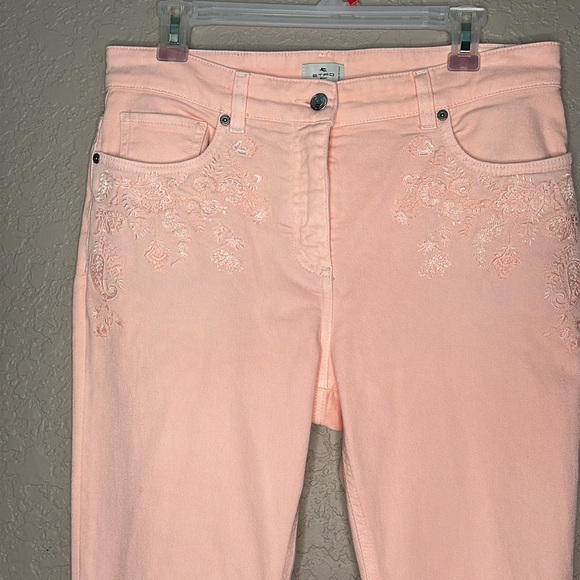 Etro Jeans With Embroidered Floral Detail Frayed hem Italy - Picture 2 of 16